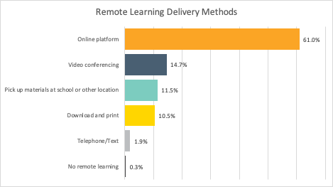 What are the delivery methods being used by ACE partner schools to facilitate remote learning